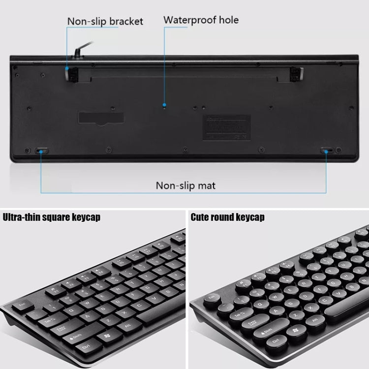 ZGB S500 Square Key USB Wired Computer Keyboard(White) - Wired Keyboard by Chasing Leopard | Online Shopping South Africa | PMC TechLife | Buy Now Pay Later Mobicred