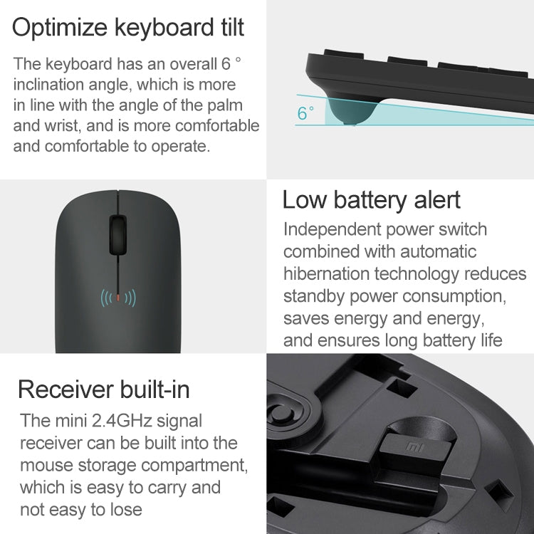 Original Xiaomi 2.4GHz Wireless Keyboard + Mouse Set 2 for Notebook Desktop Laptop(Black) - free shipping - PMC TechLife - Order now!