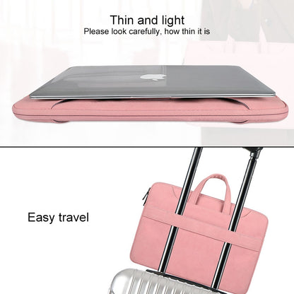 ST06S Waterproof PU Leather Zipper Hidden Portable Strap One-shoulder Handbag for 14.1 inch Laptops, with Magic Stick & Suitcase Belt (Pink) - 14.1 inch by PMC Jewellery | Online Shopping South Africa | PMC Jewellery | Buy Now Pay Later Mobicred