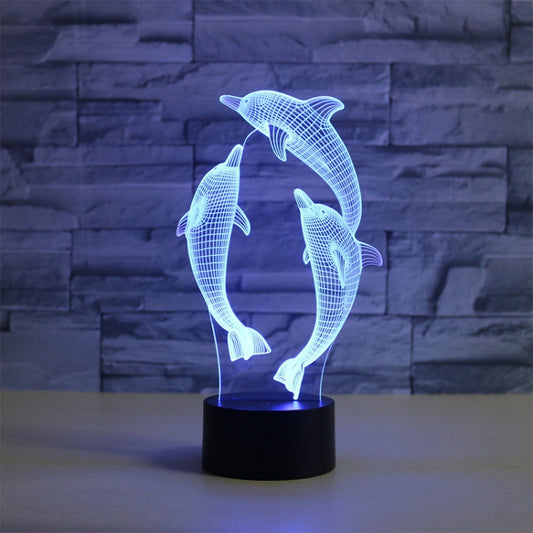 Three Dolphins Shape 3D Colorful LED Vision Light Table Lamp, USB & Battery Version - Novelty Lighting by PMC Jewellery | Online Shopping South Africa | PMC Jewellery | Buy Now Pay Later Mobicred