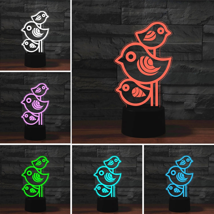 Three Birds Shape 3D Colorful LED Vision Light Table Lamp, USB Touch Version - Novelty Lighting by PMC TechLife | Online Shopping South Africa | PMC TechLife | Buy Now Pay Later Mobicred