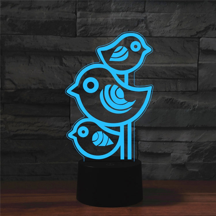 Three Birds Shape 3D Colorful LED Vision Light Table Lamp, Charging Touch Version - Novelty Lighting by PMC TechLife | Online Shopping South Africa | PMC TechLife | Buy Now Pay Later Mobicred