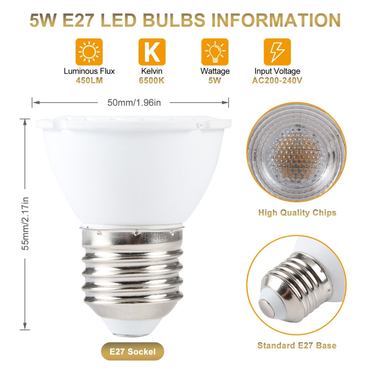 E27-7LED 5W No Strobe LED Spotlight, AC220V (White Light) - LED Blubs & Tubes by PMc TechLife | Online Shopping South Africa | PMc TechLife | Buy Now Pay Later Mobicred
