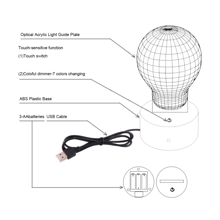 Acaleph Style 3D Touch Switch Control LED Light , 7 Color Discoloration Creative Visual Stereo Lamp Desk Lamp Night Light - Novelty Lighting by PMC TechLife | Online Shopping South Africa | PMC TechLife | Buy Now Pay Later Mobicred