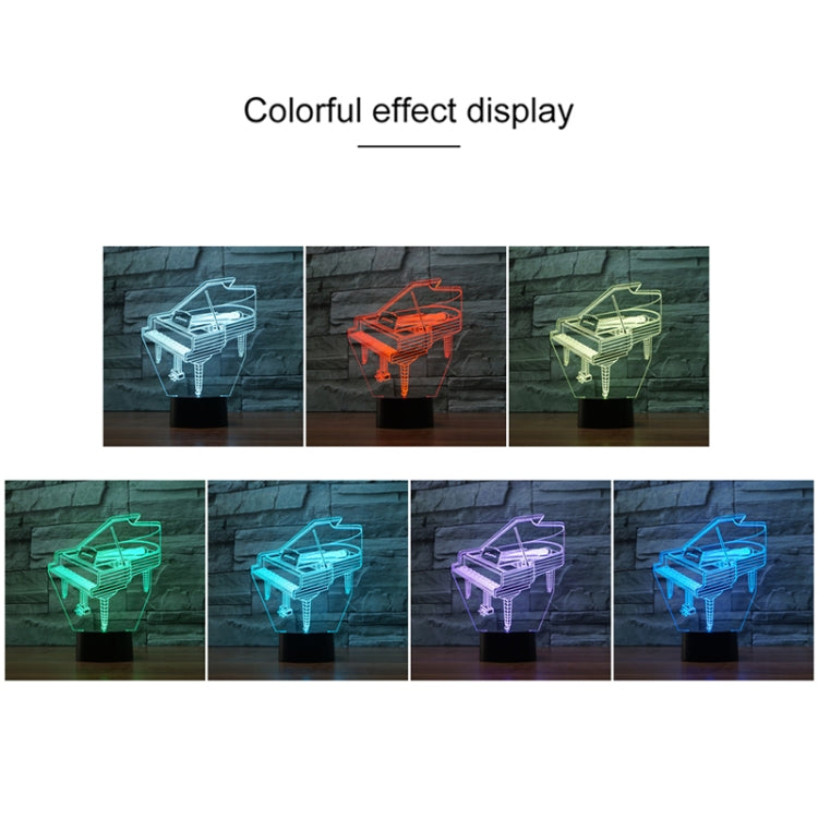 Piano Shape 3D Colorful LED Vision Light Table Lamp, USB Touch Version - free shipping - PMC TechLife - Order now!