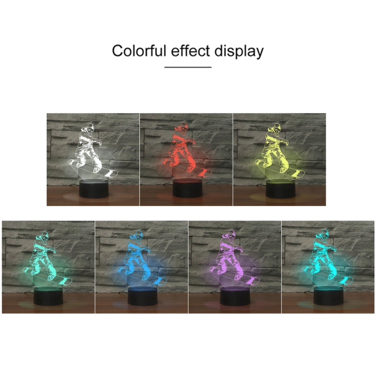 Skate Boy Shape 3D Colorful LED Vision Light Table Lamp, USB Touch Version - Novelty Lighting by PMC TechLife | Online Shopping South Africa | PMC TechLife | Buy Now Pay Later Mobicred