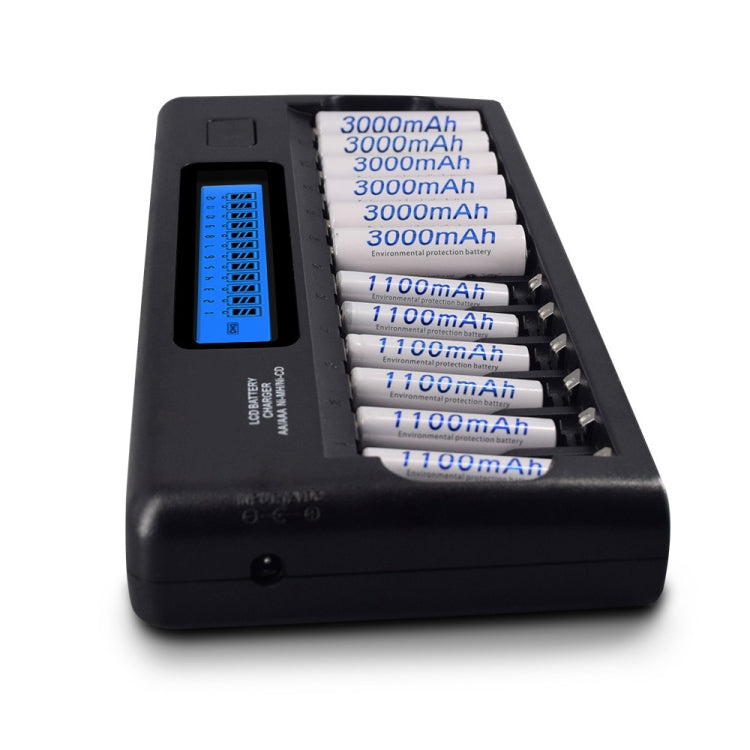 100-240V 12 Slot Battery Charger for AA / AAA / NI-MH / NI-CD Battery, with LCD Display, US Plug - Charger & Converter by PMC Jewellery | Online Shopping South Africa | PMC Jewellery | Buy Now Pay Later Mobicred