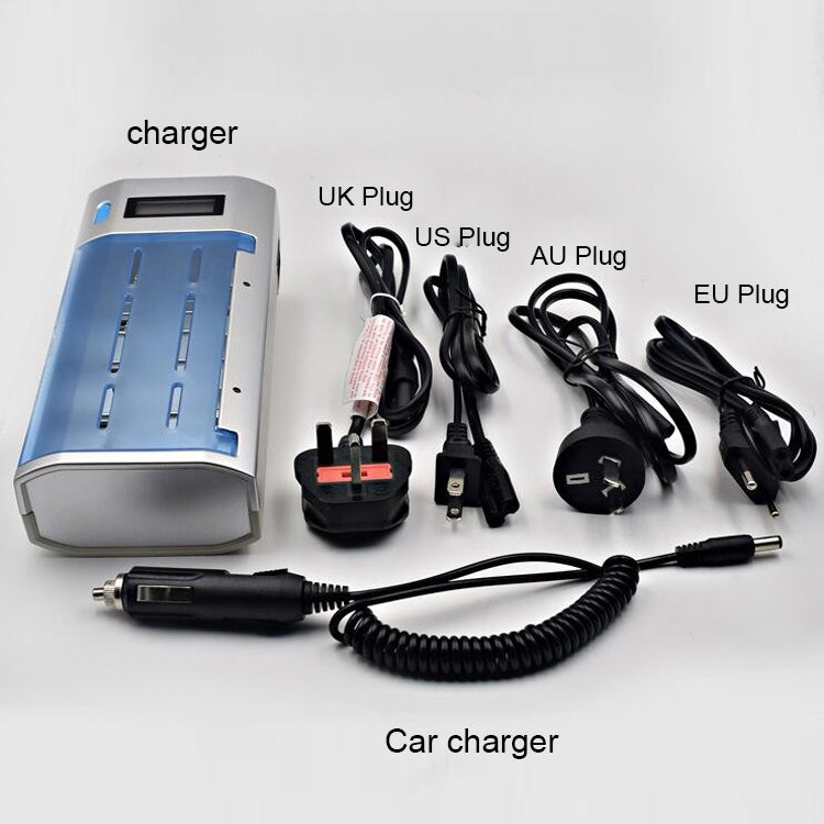 AC 100-240V 4 Slot Battery Charger for AA & AAA & C / D Size Battery, with LCD Display, EU Plug - Charger & Converter by PMC TechLife | Online Shopping South Africa | PMC TechLife