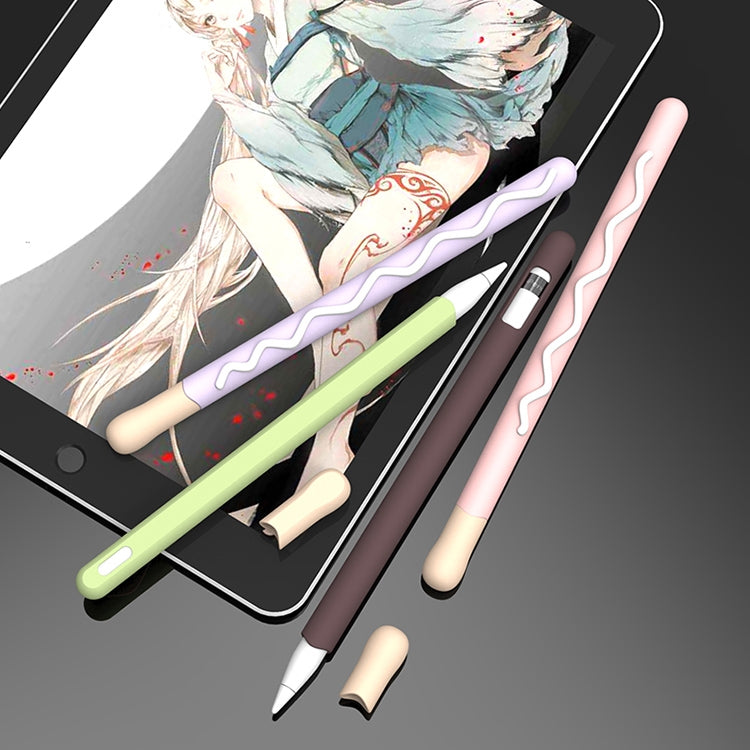 LOVE MEI For Apple Pencil 1 Stripe Design Stylus Pen Silicone Protective Case Cover(Green) - Pencil Accessories by LOVE MEI | Online Shopping South Africa | PMC TechLife | Buy Now Pay Later Mobicred