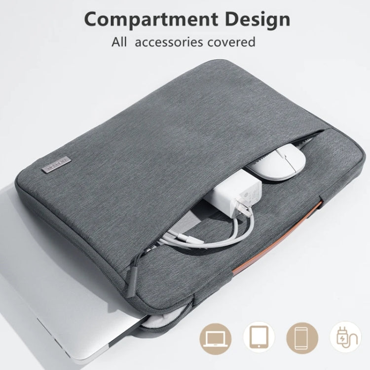 For 16 inch Laptop Zipper Waterproof  Handheld Sleeve Bag (Beige White) - 13.3 inch by PMC TechLife | Online Shopping South Africa | PMC TechLife | Buy Now Pay Later Mobicred
