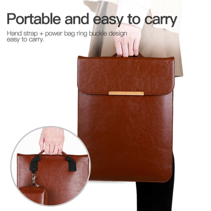 13.3 inch Laptop 2 in 1 PU Leather Sleeve Liner Bag with Mouse Storage Bag(Brown) - 13.3 inch by PMC Jewellery | Online Shopping South Africa | PMC Jewellery | Buy Now Pay Later Mobicred