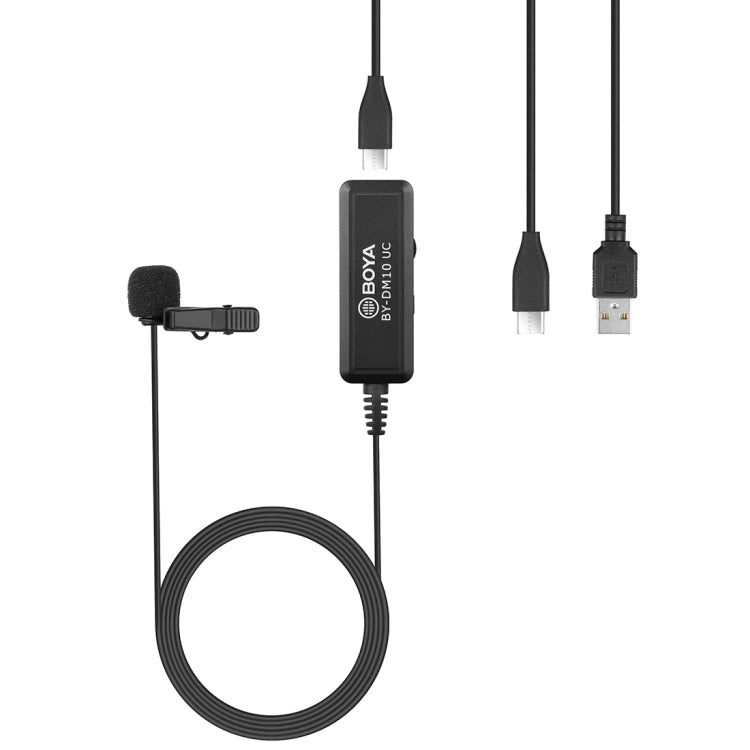 BOYA BY-DM10 UC USB-C / Type-C Plug Broadcast Lavalier Microphone with Windscreen, Cable Length: 6m (Black) - Camera Microphone by BOYA | Online Shopping South Africa | PMC Jewellery | Buy Now Pay Later Mobicred