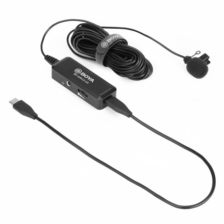 BOYA BY-DM10 UC USB-C / Type-C Plug Broadcast Lavalier Microphone with Windscreen, Cable Length: 6m (Black) - Camera Microphone by BOYA | Online Shopping South Africa | PMC Jewellery | Buy Now Pay Later Mobicred