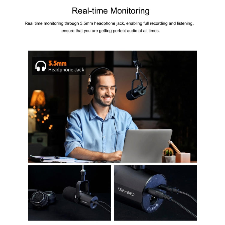 FEELWORLD PM1-XS XLR/USB Dynamic Microphone for Podcasting Recording Gaming Live Streaming (Black) - Microphone by FEELWORLD | Online Shopping South Africa | PMC TechLife | Buy Now Pay Later Mobicred