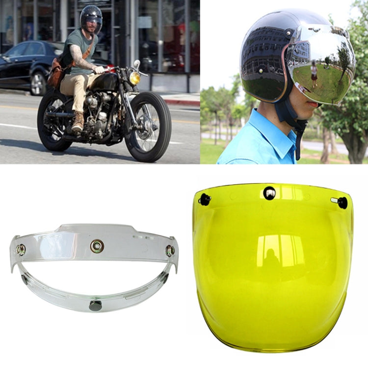 Soman Motorcycle Bubble Visor Open Face Helmet Visor Helmet Windshield Shield with Transparent Frame(Yellow) - free shipping - PMC TechLife - Order now!