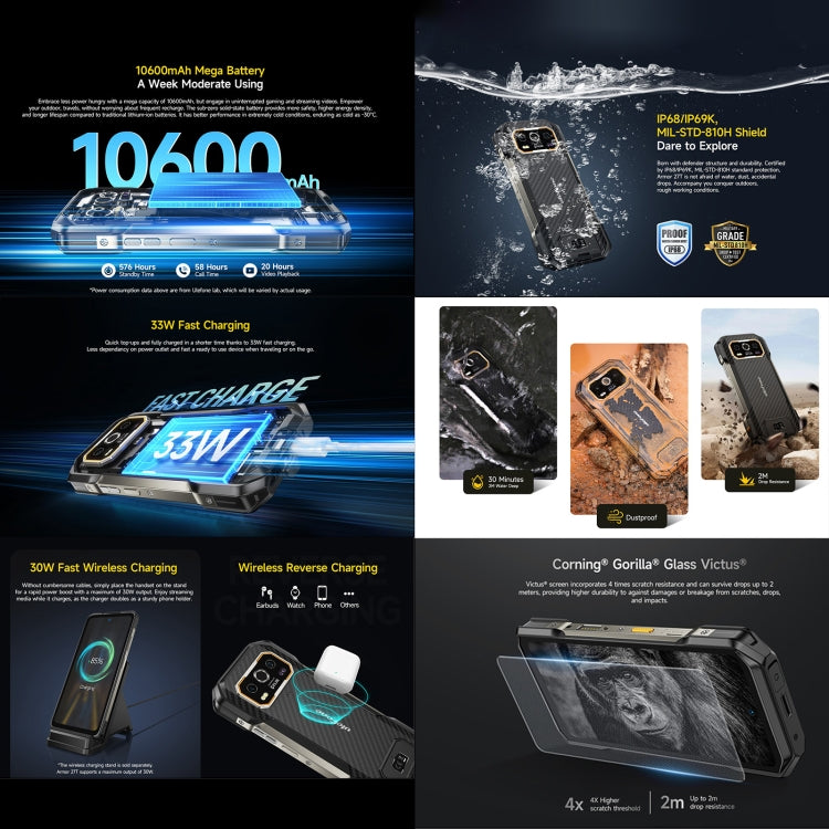 [HK Warehouse] Ulefone Armor 27T Rugged Phone, 12GB+256GB, Thermal Imager, Night Vision, 10600mAh, 6.78 inch Android 14 MediaTek Helio G99 Octa Core, Network: 4G, NFC, OTG (Black) - Ulefone by Ulefone | Online Shopping South Africa | PMC Jewellery | Buy Now Pay Later Mobicred