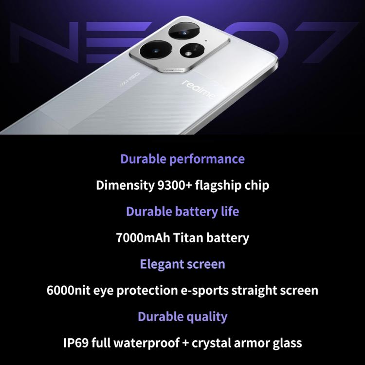 Realme Neo7, 12GB+256GB, 6.78 inch Android 15 / Realme UI 6.0 MediaTek Dimensity 9300+ Octa Core, NFC, Network: 5G, Support Google Play (Black) - free shipping - PMc TechLife - Order now!