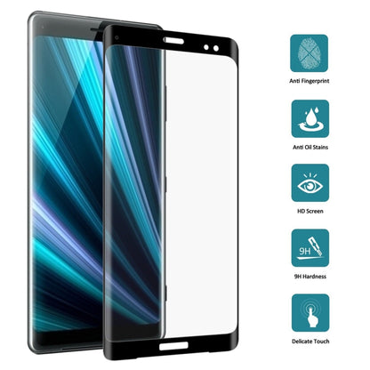 0.3mm 9H Surface Hardness 3D Curved Edge Full Screen Tempered Glass Film for Sony Xperia XZ3(Black) - Sony Tempered Glass by PMC Jewellery | Online Shopping South Africa | PMC Jewellery | Buy Now Pay Later Mobicred