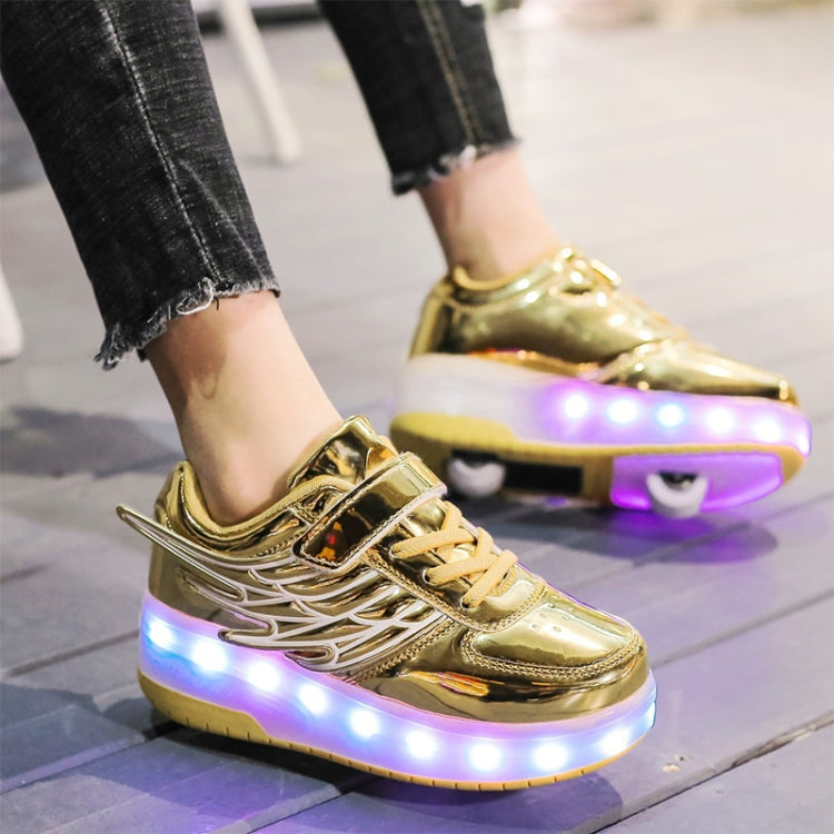 CD03 LED Double Wheel Wing Roller Skating Shoes, Size : 38(Black) - Skating Shoes by PMC Jewellery | Online Shopping South Africa | PMC Jewellery