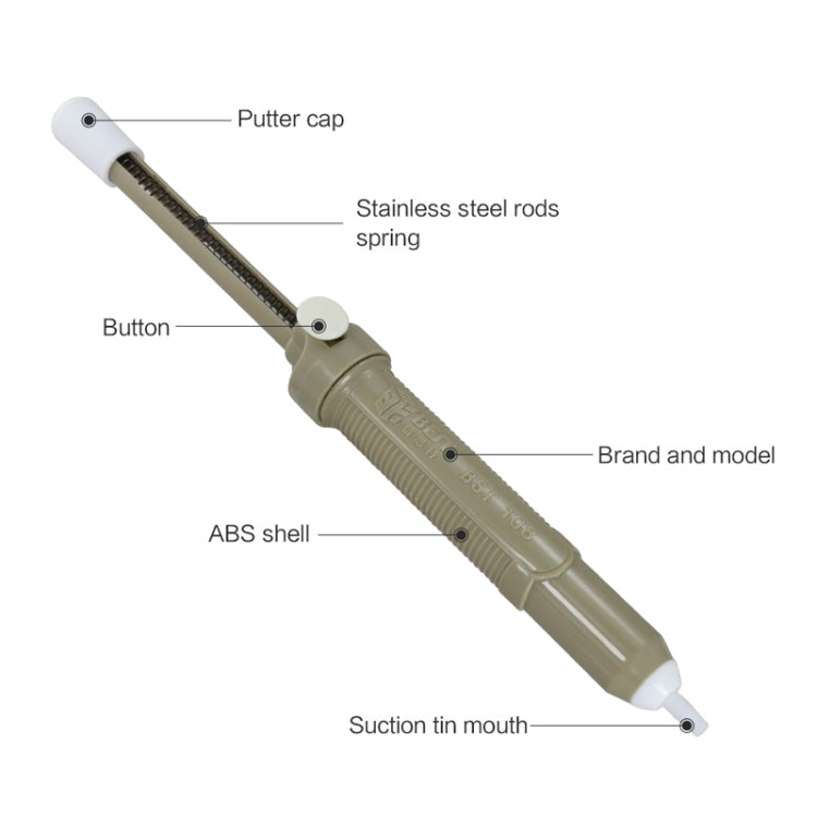 BEST-108 Aluminum metal suction pump(Grey) - Desoldering Pump by BEST | Online Shopping South Africa | PMC Jewellery | Buy Now Pay Later Mobicred