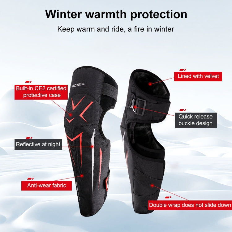 MOTOLSG 2 in 1 Knee Pads Motorcycle Bicycle Riding Warm Fleece Soft Protective Gear with CE Protector (Black White) - Protective Gear by MOTOLSG | Online Shopping South Africa | PMC Jewellery | Buy Now Pay Later Mobicred