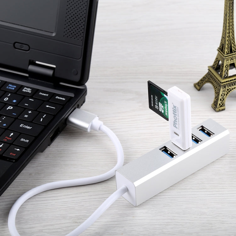 5Gbps Super Speed Self / Bus Power 4 Ports USB 3.0 HUB (Silver) - free shipping - PMC Jewellery - Order now!