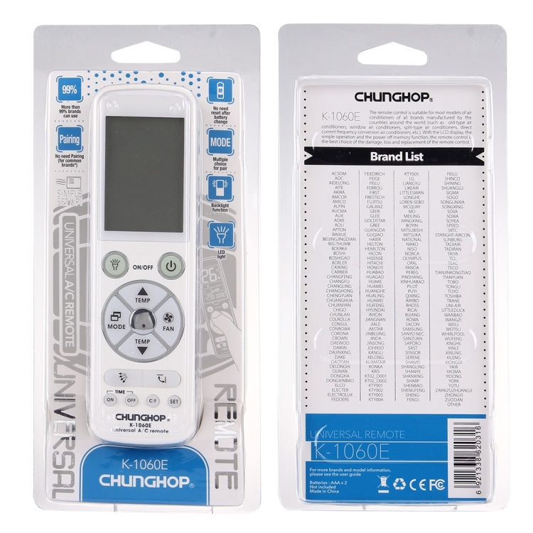 CHUNGHOP K-1060E Universal Air-Conditioner Remote Controller - free shipping - PMC TechLife - Order now!