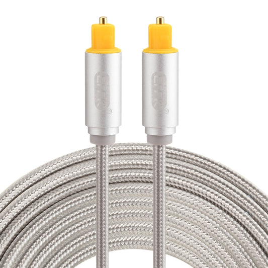 EMK 5m OD4.0mm Gold Plated Metal Head Woven Line Toslink Male to Male Digital Optical Audio Cable(Silver) - Audio Optical Cables by EMK | Online Shopping South Africa | PMC Jewellery | Buy Now Pay Later Mobicred