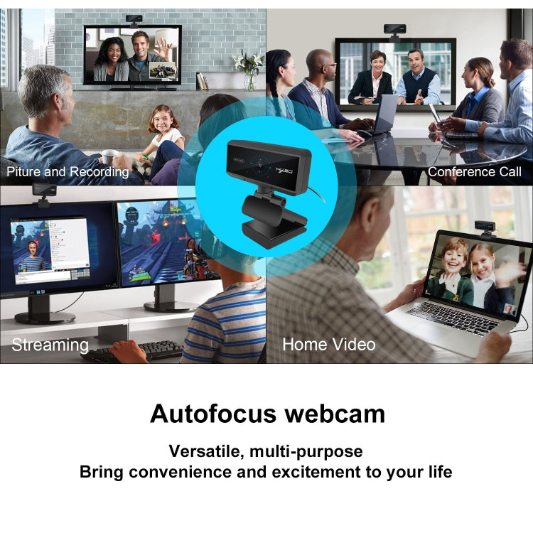 HXSJ S3 500W 1080P Adjustable 180 Degree HD Automatic Focus PC Camera with Microphone(Black) - free shipping - PMC Jewellery - Order now!