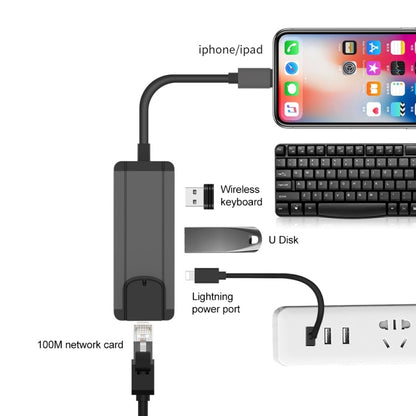 Onten 75002 8PIN to RJ45 Hub USB 2.0 Adapter(Dark Green) - USB 2.0 HUB by Onten | Online Shopping South Africa | PMC Jewellery | Buy Now Pay Later Mobicred