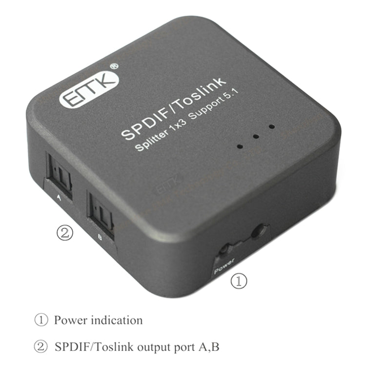 EMK 1 Input 3 Output Digital Optical Audio SPDIF Toslink Splitter Adapter (Silver Grey) - Adapter by EMK | Online Shopping South Africa | PMC Jewellery