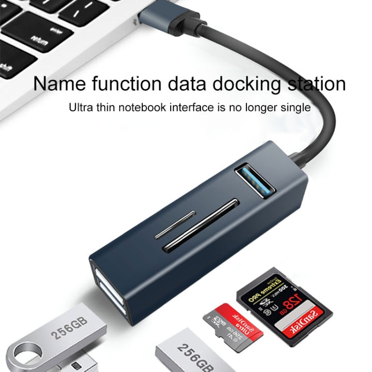 15102 5 in 1 USB-C / Type-C to USB3.0 + SD / TF Card Reader HUB Adapter (Silver) - USB HUB by PMC TechLife | Online Shopping South Africa | PMC TechLife | Buy Now Pay Later Mobicred