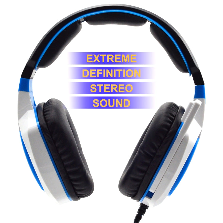 SADES AH-28 3.5mm Plug Wire-controlled Noise Reduction E-sports Gaming Headset with Retractable Microphone, Cable Length: 2m(White Blue) - Multimedia Headset by SADES | Online Shopping South Africa | PMC Jewellery | Buy Now Pay Later Mobicred