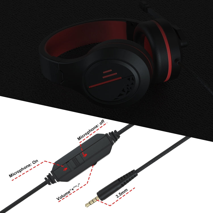 SADES MH601 3.5mm Plug Wire-controlled Noise Reduction E-sports Gaming Headset with Retractable Microphone, Cable Length: 2.2m(Black Red) - Multimedia Headset by SADES | Online Shopping South Africa | PMC Jewellery | Buy Now Pay Later Mobicred