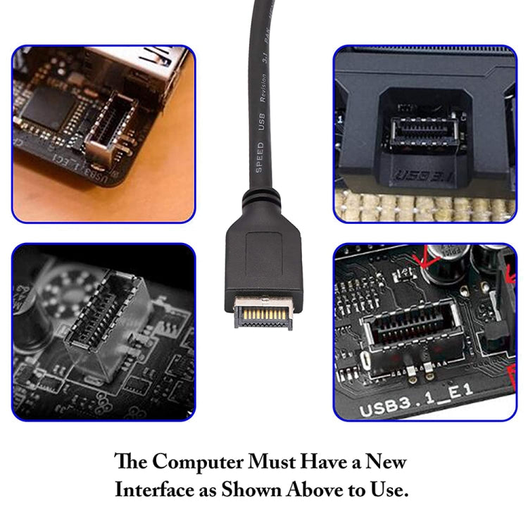 30cm USB 3.1 Type-E to USB 3.0 Motherboard 19 Pin Male Expansion Cable - USB 3.0 by PMC TechLife | Online Shopping South Africa | PMC TechLife