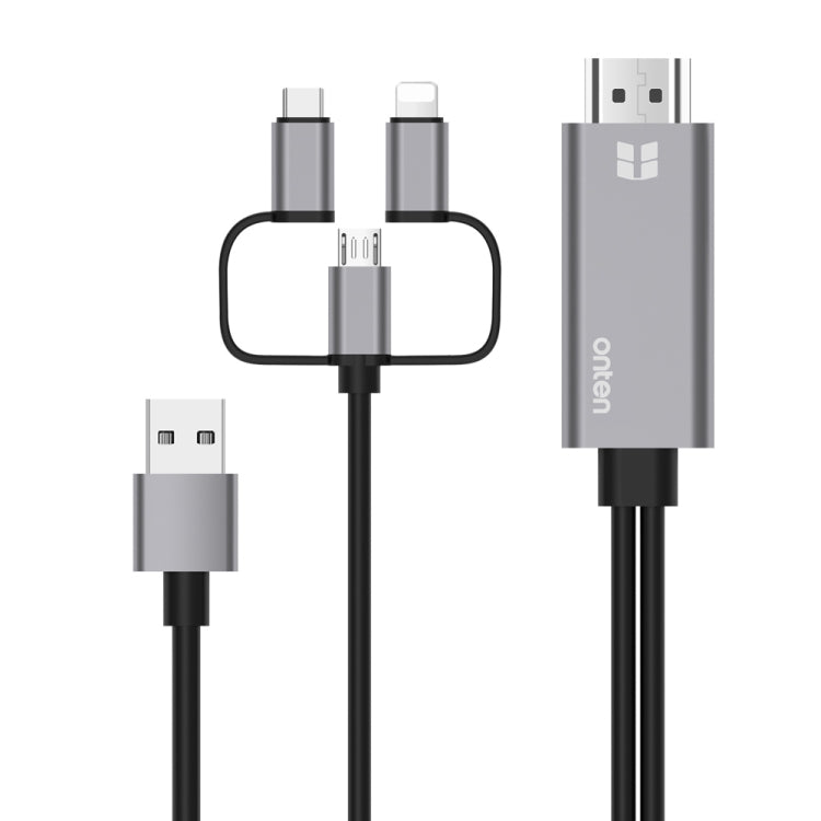 Onten OTN-7537A 3 in 1 1080P Mobile HD Screen Player Adapter Cable(Grey) - free shipping - PMC TechLife - Order now!