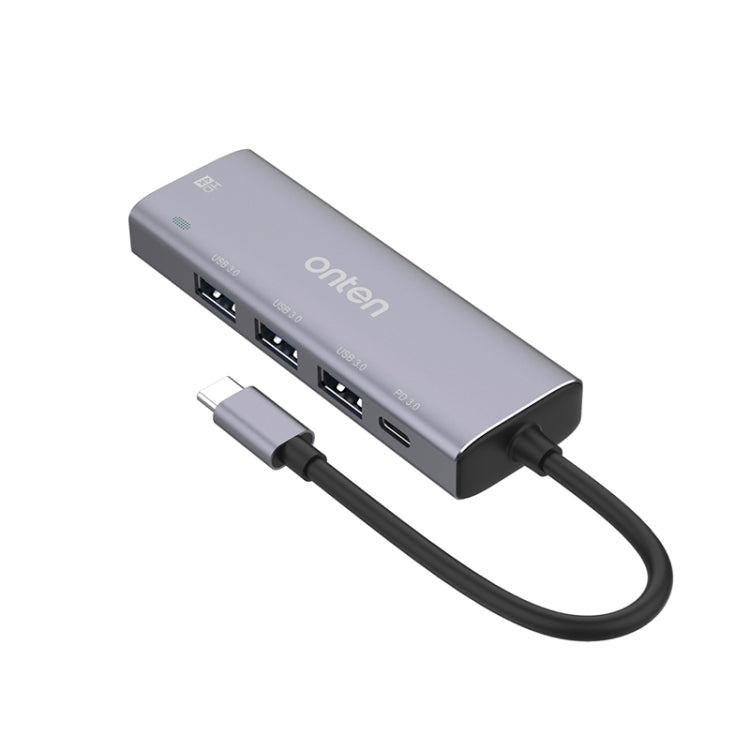 Onten OT-95123 5 in 1 Multifunctional Type-C + USB + HDMI Docking Station, Cable Length: 145mm(Silver) - USB HUB by Onten | Online Shopping South Africa | PMC Jewellery | Buy Now Pay Later Mobicred