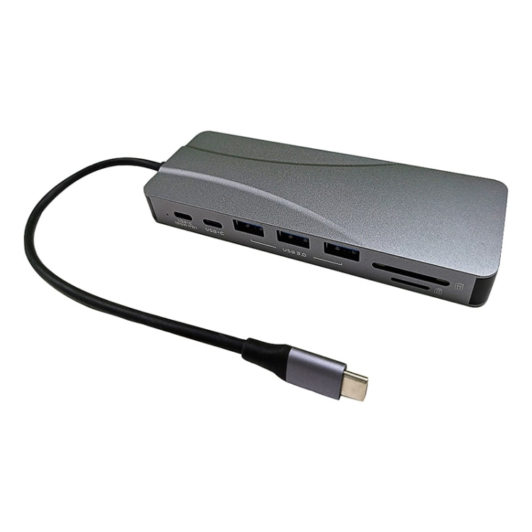 Rocketek HC451 Type-C to 60W PD + 4K HDMI + DP + 100M RJ45 14 in 1 HUB Adapter - USB HUB by ROCKETEK | Online Shopping South Africa | PMC Jewellery | Buy Now Pay Later Mobicred