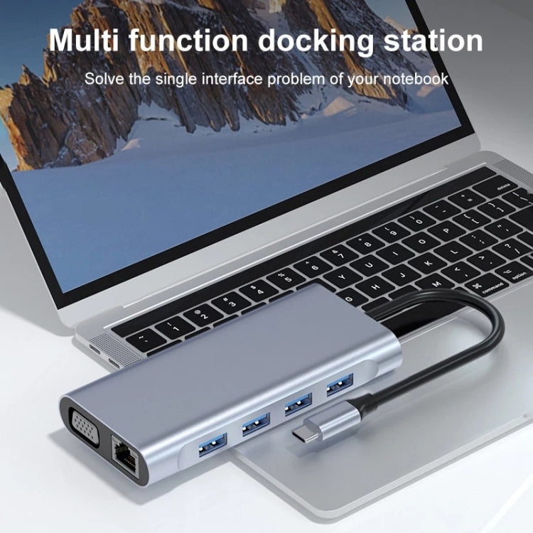 11 in 1 USB-C / Type-C to USB Docking Station HUB Adapter(100M Network Port) - USB HUB by PMC Jewellery | Online Shopping South Africa | PMC Jewellery | Buy Now Pay Later Mobicred