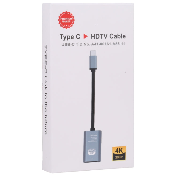 TH001 USB-C / Type-C Male to HDTV Female 4K UHD Adapter(Grey) - Converter & Adapter by PMC Jewellery | Online Shopping South Africa | PMC Jewellery | Buy Now Pay Later Mobicred