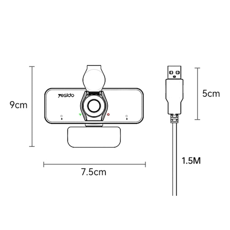 Yesido KM13 1080P 2.0MP USB Webcam, Cable Length 1.5m - HD Camera by Yesido | Online Shopping South Africa | PMC Jewellery | Buy Now Pay Later Mobicred