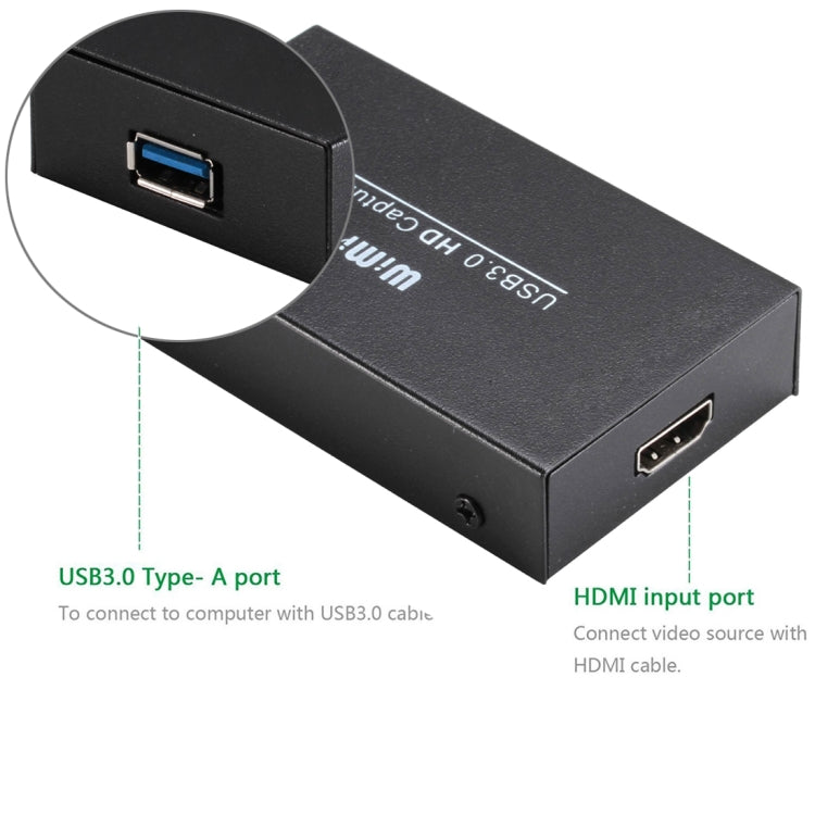 WIMI EC288 USB 3.0 HDMI 1080P Video Capture Device Stream Box, No Need Install Driver (Black) - Video Capture Solutions by PMC TechLife | Online Shopping South Africa | PMC TechLife | Buy Now Pay Later Mobicred