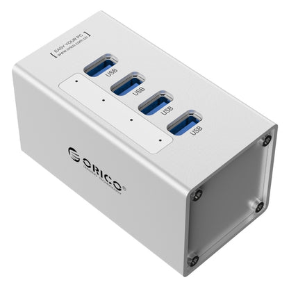 ORICO A3H4 Aluminum High Speed 4 Ports USB 3.0 HUB with 12V/2.5A Power Supply for Laptops(Silver) - USB 3.0 HUB by ORICO | Online Shopping South Africa | PMC Jewellery | Buy Now Pay Later Mobicred
