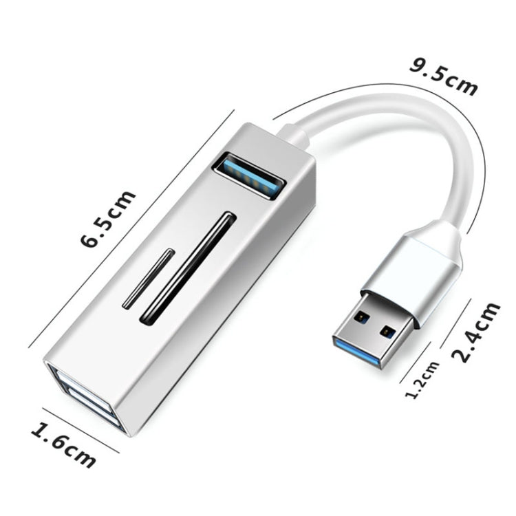 15101 5 in 1 USB3.0 to 3 x USB + SD / TF Card Reader HUB Adapter (Silver) - USB 3.0 HUB by PMC TechLife | Online Shopping South Africa | PMC TechLife | Buy Now Pay Later Mobicred