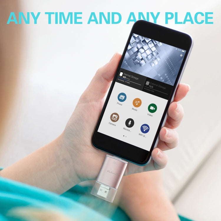 Richwell 3 in 1 32G Type-C + 8 Pin + USB 3.0 Metal Double Cover Push-pull Flash Disk with OTG Function(Black) - free shipping - PMC Jewellery - Order now!