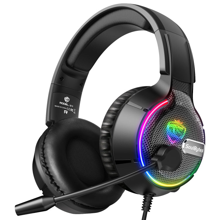 Soulbytes S19 USB + 3.5mm 4 Pin Adjustable RGB Light Gaming Headset with Mic (Black) - Multimedia Headset by Soulbytes | Online Shopping South Africa | PMC Jewellery | Buy Now Pay Later Mobicred