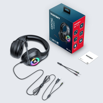 Wintory M3 USB + 3.5mm 4 Pin Adjustable RGB Light Gaming Headset with Mic (Black) - Multimedia Headset by Wintory | Online Shopping South Africa | PMC Jewellery | Buy Now Pay Later Mobicred