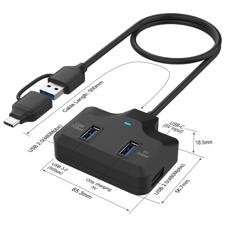 Onten OTN-UCA2310 4 in 2 USB-C / Type-C + USB3.0 4-Ports HUB Docking Station - USB 3.0 HUB by Onten | Online Shopping South Africa | PMC Jewellery | Buy Now Pay Later Mobicred