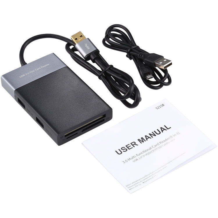 6 In 1 Multi-function Dual USB 3.0 + XQD + CF + TF + SD Card Reader -  by PMC Jewellery | Online Shopping South Africa | PMC Jewellery | Buy Now Pay Later Mobicred