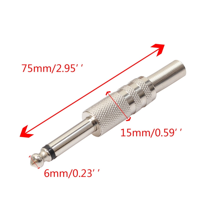 10 PCS 2 Pin 6.5mm Plug Zinc Alloy Welded Type Audio Connector 6.35 Audio Plug - Microphone Audio Cable & Connector by PMC TechLife | Online Shopping South Africa | PMC TechLife